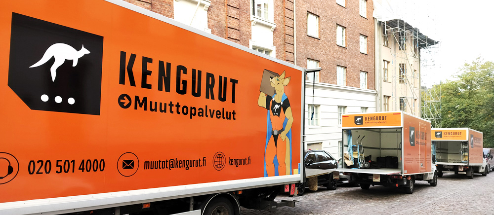 Muuttopalvelu kengurut pakkaa, suojaa, irrottaa, siirtää, purkaa, asentaa ja sijoittaa kaiken paikalleen uudessa kodissa.